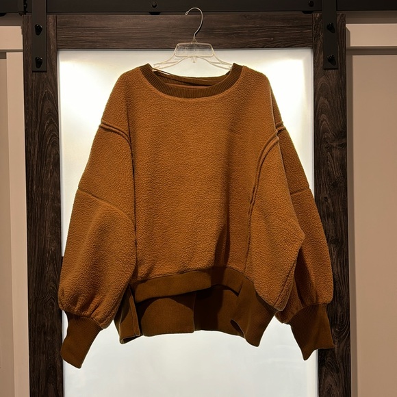 Free People oversized sweatshirt deep camel color size L - Picture 1 of 7